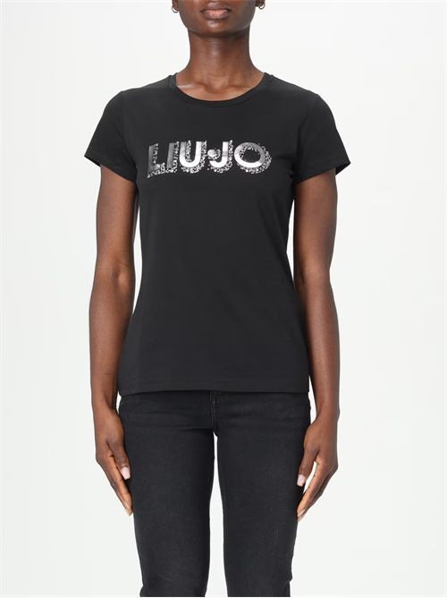 T-shirt con logo e strass LIU JO | WA5143JS923/M9618